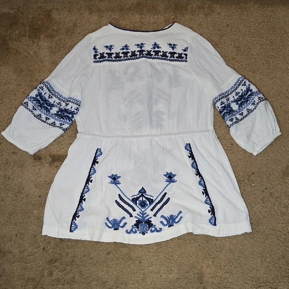 Free People White and Blue Embroidered Dress - Picture 5 of 5